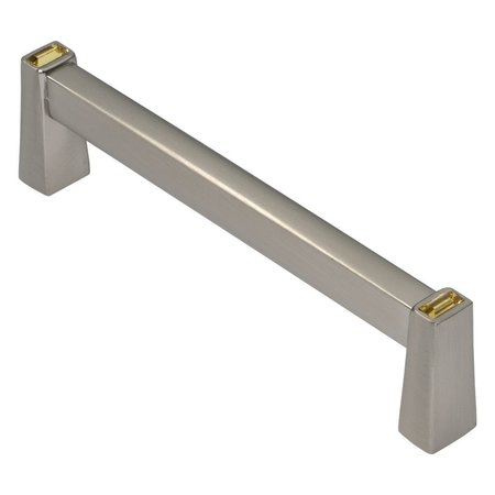 WISDOM STONE Long Island Cabinet Pull, 96mm 3-3/4in C to C, Satin Nickel with Antique Yellow Crystals 412196SN-AY